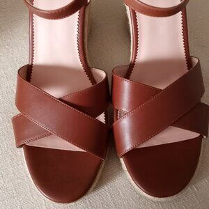 'J CREW' Leather Wedge Platform Size 11 New Without Box
